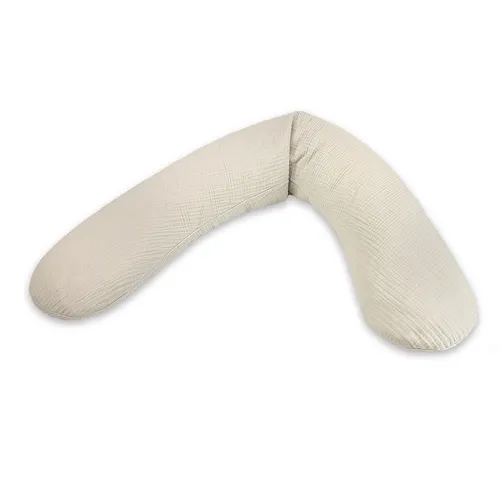 Theraline Stillkissen beige - Kissen für werdende Mütter, aus weichem Musselin, bietet optimalen Komfort beim Stillen und Entspannen.