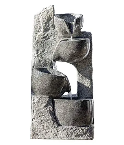 Dehner Polyresin-Gartenbrunnen Circ, H89 cm, Grau