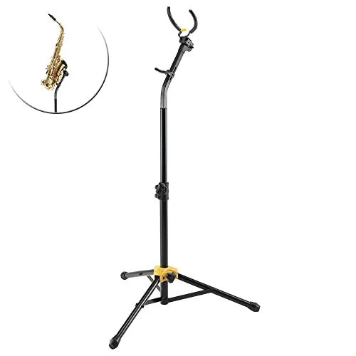 Hercules Stands DS730B Alto/Tenor Sax Stand - Ständer für Blasinstrumente mit Auto Grip System, ideal für Alt- und Tenorsaxophone, kompakt und leicht für einfachen Transport.