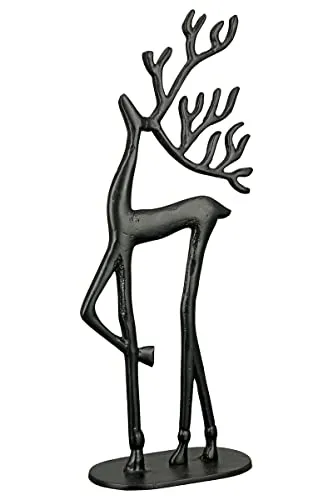 Casablanca Deko Figur Rentier aus Aluminium - Elegante Weihnachtsdekoration - Moderne Rentier-Skulptur aus Aluminium, 55 cm hoch. Perfekte Dekoration für Wohnzimmer oder Festtafeln, die stilvollen Glanz in die Adventszeit bringt.