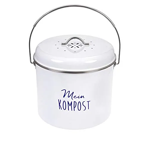 GRÄWE Komposteimer groß, Metall weiß, 6 Liter