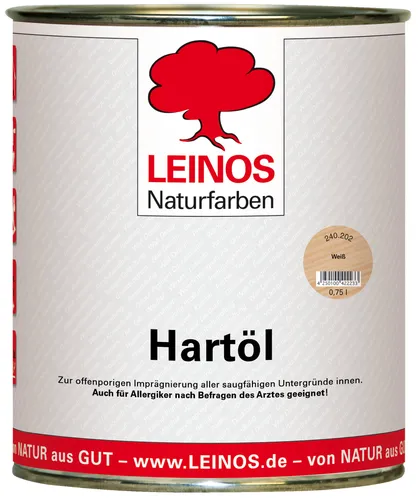 Leinos Hartöl 240 Weiß - 0,75 l Dose - Holzöle für Innenanwendungen, dringt tief in die Holzporen ein und bietet langanhaltenden Schutz mit seidenmattem Finish.