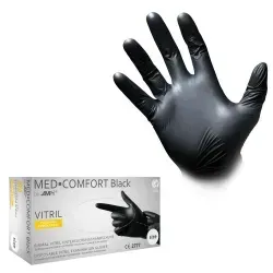 MED-COMFORT Black Vitrilhandschuhe, puderfrei, schwarz 01252-XL , 1 Packung = 100 Stück, Größe XL