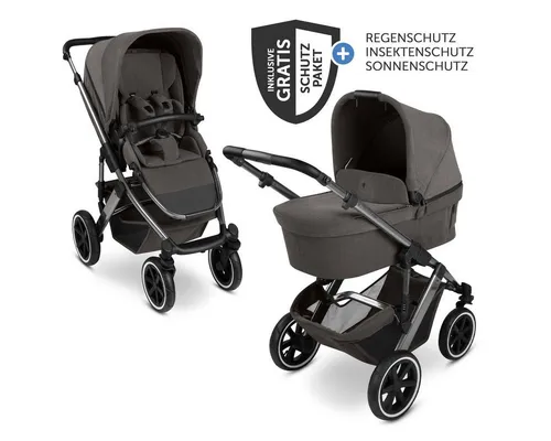 ABC Design Kombi-Kinderwagen Salsa 5 Air - Almond, 2in1 Buggy Set - Der Salsa 5 Air ist ideal für die Stadt und leichtes Gelände. Mit Lufträdern und zentraler Federung bietet er höchsten Komfort. Inklusive GRATIS XXL Zubehörpaket für jede Jahreszeit.
