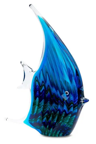 Levandeo® Skulptur Fisch aus Glas, 16x21x4cm - Elegante Glasfigur in Blau, perfekte Glaskunst für stilvolle Wohnräume und ein Blickfang in jeder Einrichtung.