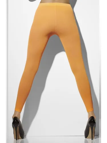 Opake Fußlose Strumpfhose, Neon Orange in orange von Smiffys