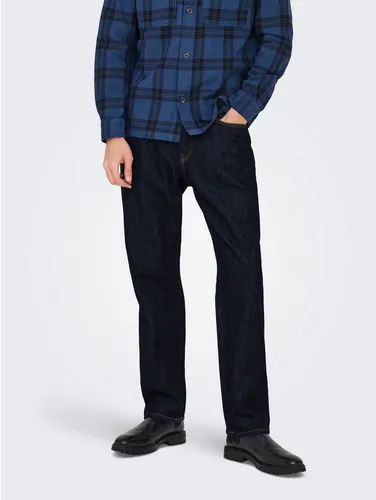 Only & Sons Loose Fit Jeans 'EDGE' in Dunkelblau, Größe 31/30 - Die Loose Fit Jeans 'EDGE' von Only & Sons bietet durch ihren lässigen Schnitt optimalen Komfort und Bewegungsfreiheit. Hergestellt aus reiner Baumwolle, vereint sie stilvolles Design mit einem natürlichen Tragegefühl.