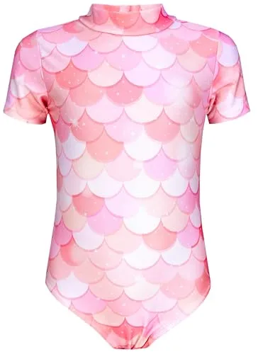 Aquarti Baby Mädchen Badeanzug Einteiliger Kurzarmbody UV-Schutz Schwimmanzug Body Swimmsuit