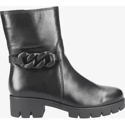 Gabor Klassische Stiefeletten - 31.713.27 Damen Schwarz 38,5 - Wanderschuhe mit modischem Zierriemen und Kettenelement, weichem Textilfutter und rutschhemmender Profilsohle für optimalen Komfort und Stil.