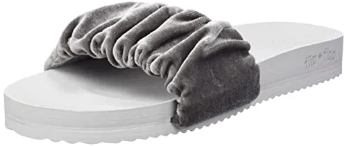 flip*flop Damen poolgentle Velvet Hausschuh, lt.Grey, 42 EU