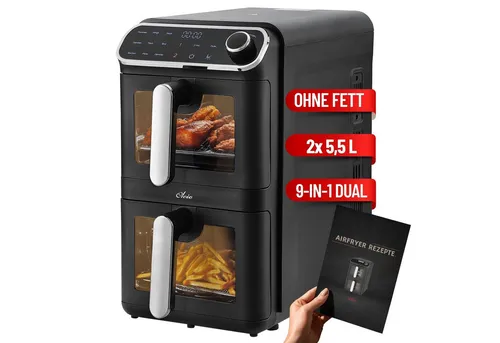 Oleio Maestro Heißluftfritteuse XL mit Doppelkammer