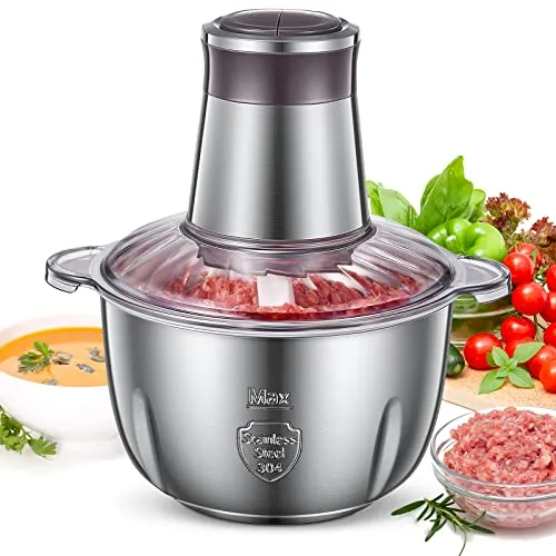 FOHERE Elektrischer Zerkleinerer 350W - Universalzerkleinerer mit 2,5L Edelstahlschüssel und 4 scharfen Klingen, ideal für schnelles Zerkleinern von Obst, Gemüse und Fleisch. Effizient und einfach zu reinigen!