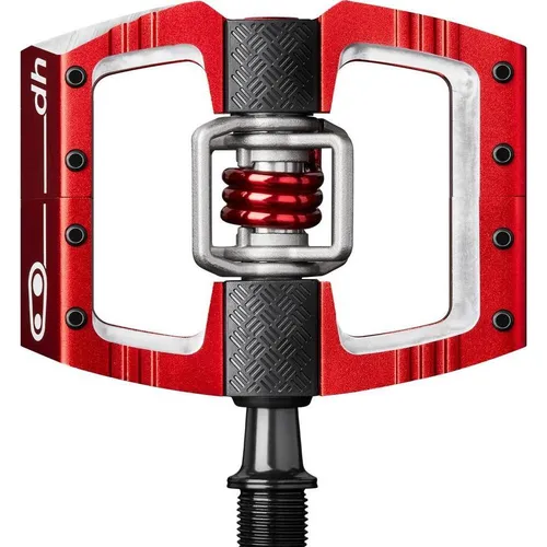Crankbrothers Klickpedale Mallet DH Rot - Fahrradpedale mit konkaver Plattform für sicheren Halt, 8 verstellbare Stifte pro Seite und langlebigem Aluminiumkörper, ideal für Downhill-Fahrer.
