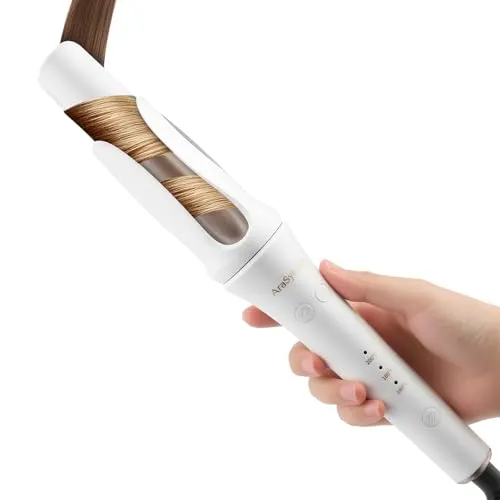 AraSyleon Automatischer Lockenstab Bidirektional | 32mm 3-Temp 30s Aufheizen | Ionen & Anti-Verbrennung | Hair CurlerFür Lange Haare, Weiß