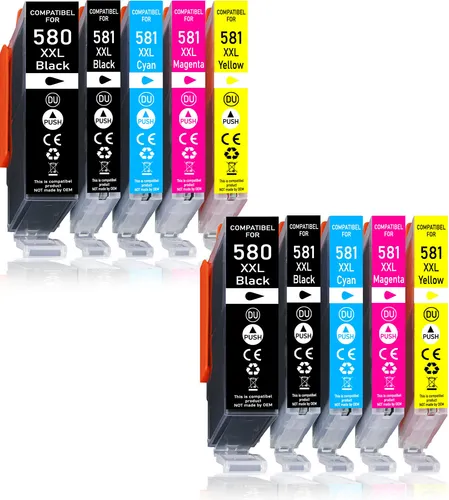 10er Pack Druckerpatronen 580 581 XXL für Canon TS6350