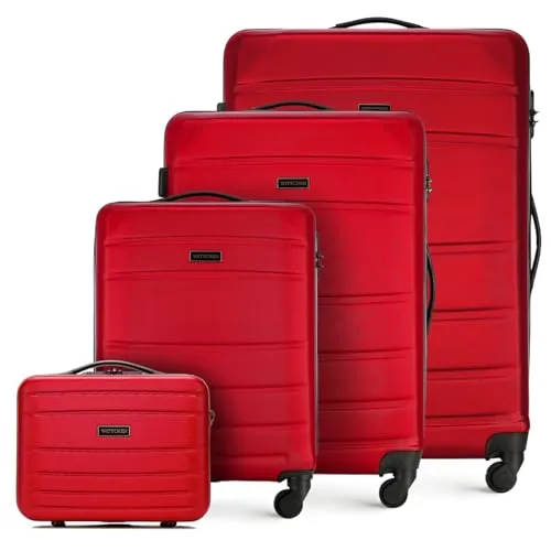 WITTCHEN Koffer-Set 4tlg. Trolley Koffer - Koffer-Set aus robustem ABS mit 4 Rollen und Kombinationsschloss, ideal für stilvolle Reisen und optimale Organisation Ihrer Utensilien.
