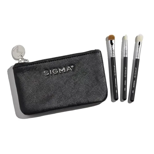 Sigma Beauty Glam 'N Go Mini Eye-Pinselset – 3 Pinsel für Verblenden, Linieren & Schattieren, ideal für Eye-Make-up unterwegs – weiche Synthetikfasern