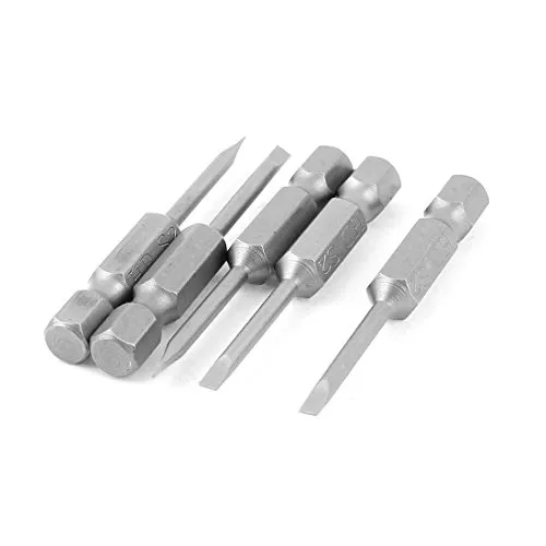 sourcing map 1/10,2 cm Hex Schaft 2,5 mm Spitze Schlitz Magnetische Schraubendreher-Bits 5 x de