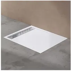 doporro Duschwanne Duschtasse Acryl Rechteckig Abnehmbarer Abdeckung Schwarz/Weiß Xetro04, Rechteckig, Acryl, wärmespeichernd, Wahlweise mit oder ohne Ablaufgarnitur blau|weiß Rechteckig | 120 cm x 5 cm x 90 cm