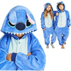 Pyjama Onesie Kigurumi Kostüm für Kinder Lilo & Stitch 104 - Blau - 104
