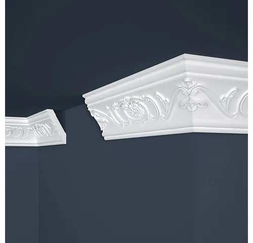 PROVISTON Stuckleiste Polystyrol, 53 x 88 x 2000 mm, Weiß, Deckenleiste, Kleben, Polystyrol, 1-St.
