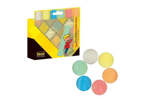 Idena Malkreide Idena 621731 - Straßenmalkreide im Kartonetui, 6 Stangen in verschiede