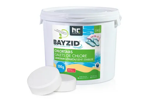 BAYZID® 5 kg Chlortabs 200g langsam löslich - Poolzubehör – Effektive, langsam lösliche Chlortabletten für kristallklares Wasser und langanhaltende Desinfektion, ideal für eine sorgenfreie Poolpflege.