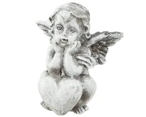 Viana Engelfigur Kleiner Engel Herz Grabschmuck Dekofigur Grau 5,5cm 6er Set, 6 Stück
