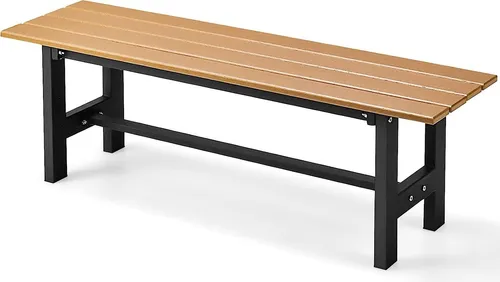 COSTWAY Gartenbank wetterfest, 2-Sitzer Sitzbank bis 300kg belastbar, Allwetter-Parkbank aus HDPE, Terrassenbank ohne Rückenlehne für Garten, Park, Balkon, 120 x 36 x 40,5 cm (Braun)