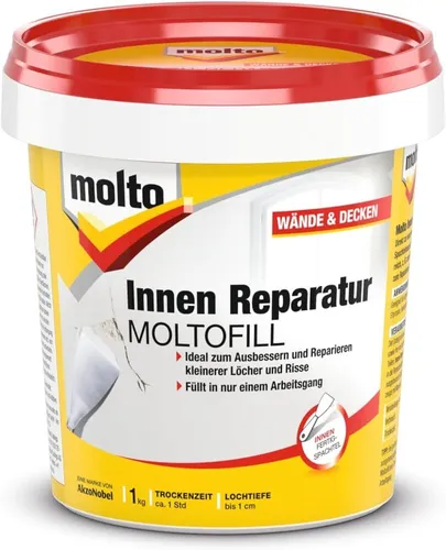 Molto Reparatur Moltofill Innen 1kg Spachtel Wände Decken weiß überstreichbar