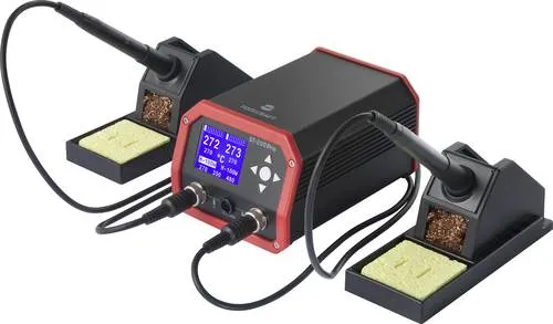 TOOLCRAFT ST-200 Pro Lötstation digital 230 W - Lötgeräte – Leistungsstarke Profi-Lötstation mit 230 W, ideal für Leiterplatten-Reparaturen und gleichzeitigen Einsatz von zwei Lötkolben.