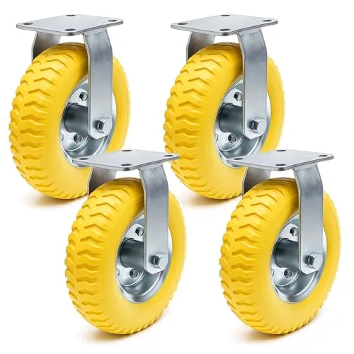 Wiltec Bockrollen Set 4x Ø225mm - Lenkrollen für Möbel, hohe Belastbarkeit bis 100kg pro Rad, pannensicher und leiser Lauf dank PU-Rad und Metallfelge, ideal für industrielle und private Anwendungen.