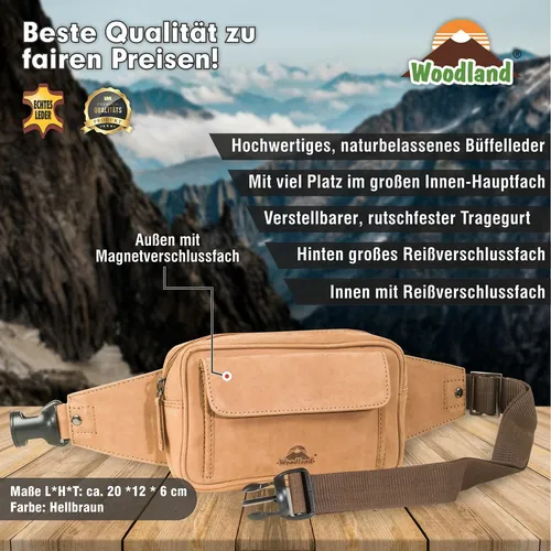 Gürteltasche Hüfttasche Bauchtasche beige natur Leder perfekt für Urlaub & Reise