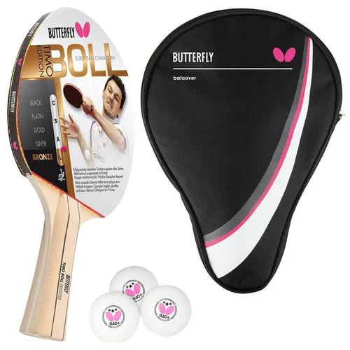 Timo Boll Bronze 85010 Tischtennisschläger Set - Komplettschläger für Unisex Erwachsene, inklusive Schlägerhülle und 3 hochwertigen 3*** Bällen – ideal für Allround-Spieler.