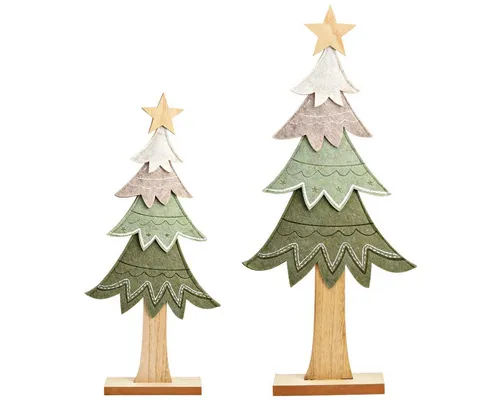 matches21 HOME & HOBBY Dekofigur Grüne Tannenbaum Dekofiguren Set, Kunstfelloptik, 43 cm & 55 cm (2 St), Festliche Weihnachtsdeko Aufsteller mit Holzsockel