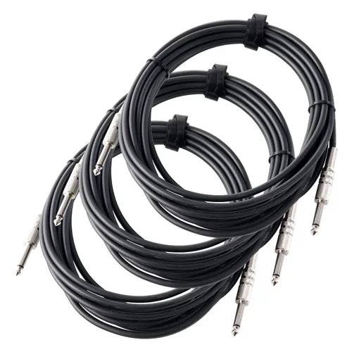 Pronomic Instrumentenkabel 6m Klinke schwarz - 3x Set - HiFi-Kabel, 6 m lang mit aufschraubbaren Metallsteckern für optimale Signalübertragung, ideal für Musiker und Studioanwendungen, 3 Stück im Set.
