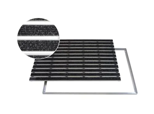 ACO Self® Schuhabstreifer Rips Anthrazit mit Alu Winkelrahmen 60 cm x 40 cm - Tür- & Bodenmatten: Leistungsstarker Schuhabstreifer mit flacher Aufbauhöhe von nur 12mm, ideal für die Aufnahme von Feuchtigkeit und Feinschmutz im Eingangsbereich.
