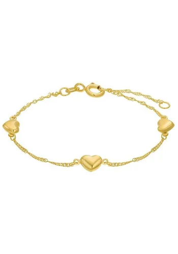 Amor Armband Mädchen Kinder Armschmuck, 14+2 cm, Gold, Herz - Elegantes Kinder-Armband aus 375 Gold, verstellbar von 14 cm auf 16 cm, ideal für besondere Anlässe. Kommt in einer schönen Schmuck Geschenk Box.