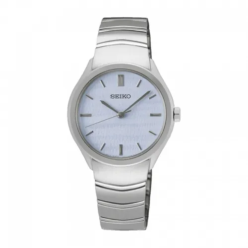 Seiko Damen Analog Uhr SUR549P1 mit Edelstahl Armband - Armbanduhren für Damen mit robustem Edelstahlgehäuse und kratzfestem Hardlexglas. Wasserdicht bis 50 Meter und umweltfreundliche Leuchtbeschichtung für optimale Ablesbarkeit im Dunkeln.