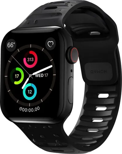 NOMAD Sport Strap V2 Lunar Black - Strapazierfähiges Uhrenarmband für Apple Watch - Smartwatch Ersatzarmbänder - Leichtes, atmungsaktives und wasserfestes Design, ideal für aktive Nutzer und Handgelenke von 150 bis 200 mm Umfang.