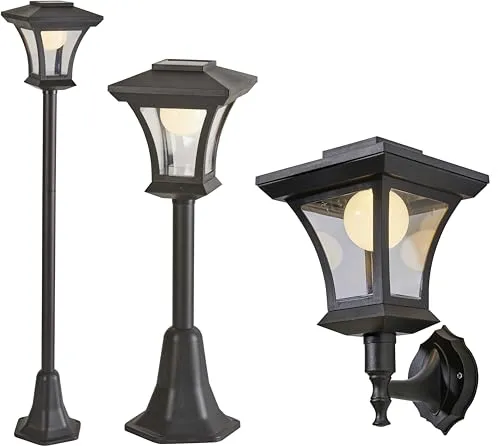 LED 3in1 Solar Gartenlaterne mit Dämmerungssensor - Lampen: Vielseitige Solar Weg- und Wandleuchte für Innen und Außen, mit warmweißem Licht und automatischem Dämmerungssensor für energiesparende Beleuchtung.