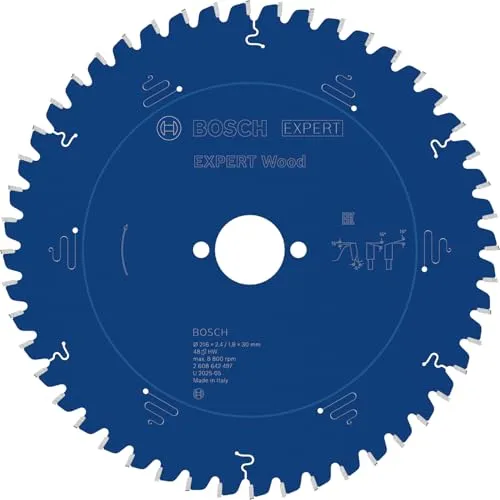 Bosch Professional Kreissägeblatt Expert for Wood - 216 x 30 mm, 48 Zähne, langlebige Microteq-Technologie für präzise Schnitte
