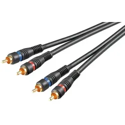 Goobay 60795 Stereo Verbindungskabel 2x Cinch, zweifach geschirmt, 2 m, Schwarz - 2x Cinch-Stecker > 2x Cinch-Stecker