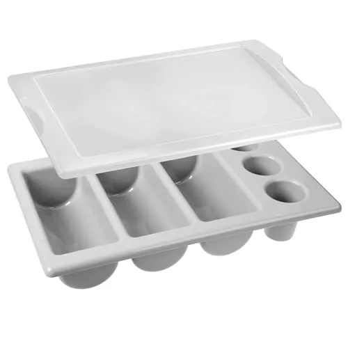Besteckkasten mit 3 Köchern, inkl. Deckel, grau