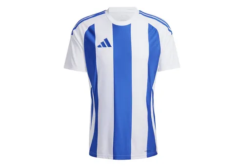 adidas Striped 24 Jersey Herren T-Shirt - Sportshirt in Weiß-Blau, atmungsaktiv und ideal für sportliche Aktivitäten und Freizeit.