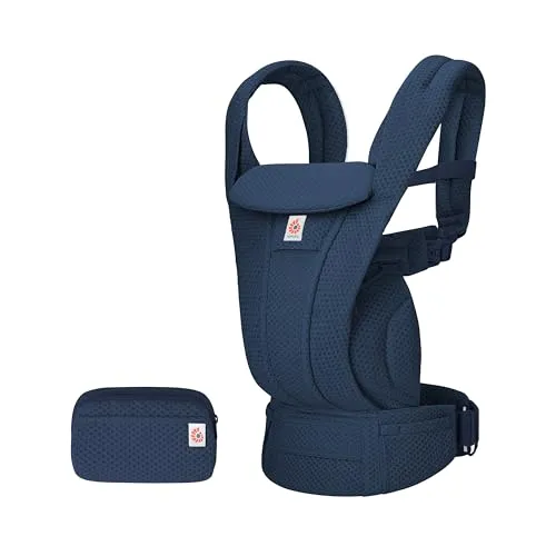 Ergobaby Omni Deluxe All-in-One Babytrage für Neugeborene bis 20kg, Midnight Blue - Vielseitige Babytrage mit 4 Tragepositionen für optimalen Komfort. Atmungsaktives Mesh sorgt für ideale Luftzirkulation und die gepolsterten Gurte bieten eine individuelle Passform für entspannte Ausflüge.