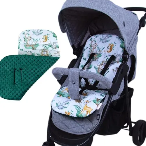 BabyLux SITZAUFLAGE für Kinderwagen Buggy Sitzeinlage Kinderwagenauflage (S123. Waldtiere)
