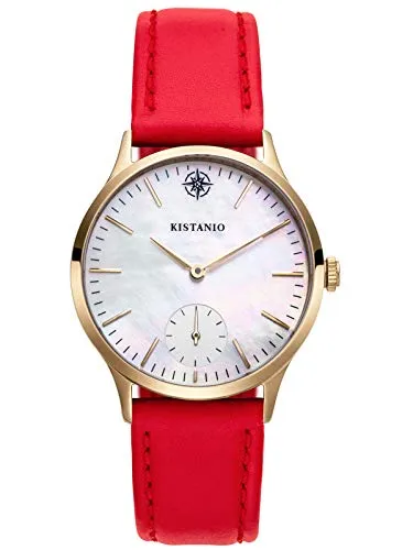 Kistanio Stratolia Damenuhr mit Lederarmband Analog Saphirglas Champagner Perlmutt STR-31-026