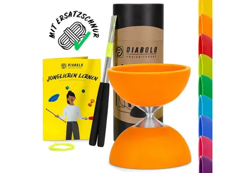 Diabolo Freizeitsport Spiel Diabolo Basic & Pro - inkl. Alu-Handstäben, Ersatzschnur, Anleitung, Diabolo Freizeitsport Trickspiel ab 5 Jahren für Zirkusspaß, Diabolo Set Basic Kinder ab 5 mit Stäben Anleitung Ersatzschnur