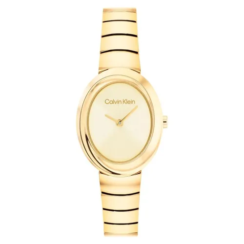 Calvin Klein 25100147 Damenuhr - Elegante Quarzarmbanduhr 19 mm - Stilvolle Damenuhr mit 12-Stunden-Zifferblatt und Edelstahlarmband. Wasserdicht bis 30 m, ideal für den täglichen Gebrauch. Mit 2 Jahren Garantie und Originalverpackung.